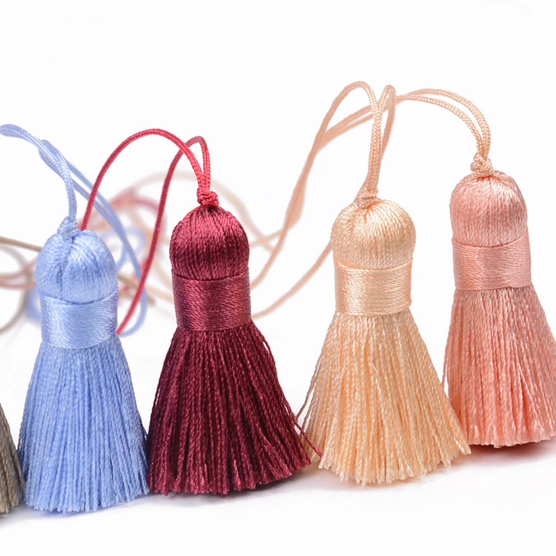 5Pcs Mini Rayon Tassels Pendant Bookmarks Clothes DIY Decorative Accessories Car Key Bag Pendant DIY Craft Tassel Fringe 3.5cm