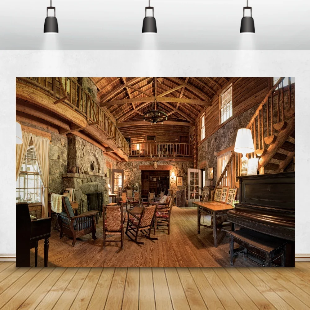 Laeacco Old Rural Wooden House Simple Furniture Interior Photographic Backgrounds Photography Backdrops Photocall Photo Studio