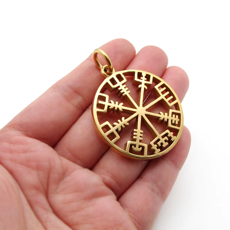 Viking Rune Icelandic Vegvisir Compass Helmet Horror In Runic Circle Pendant  Amulet Collier Necklace