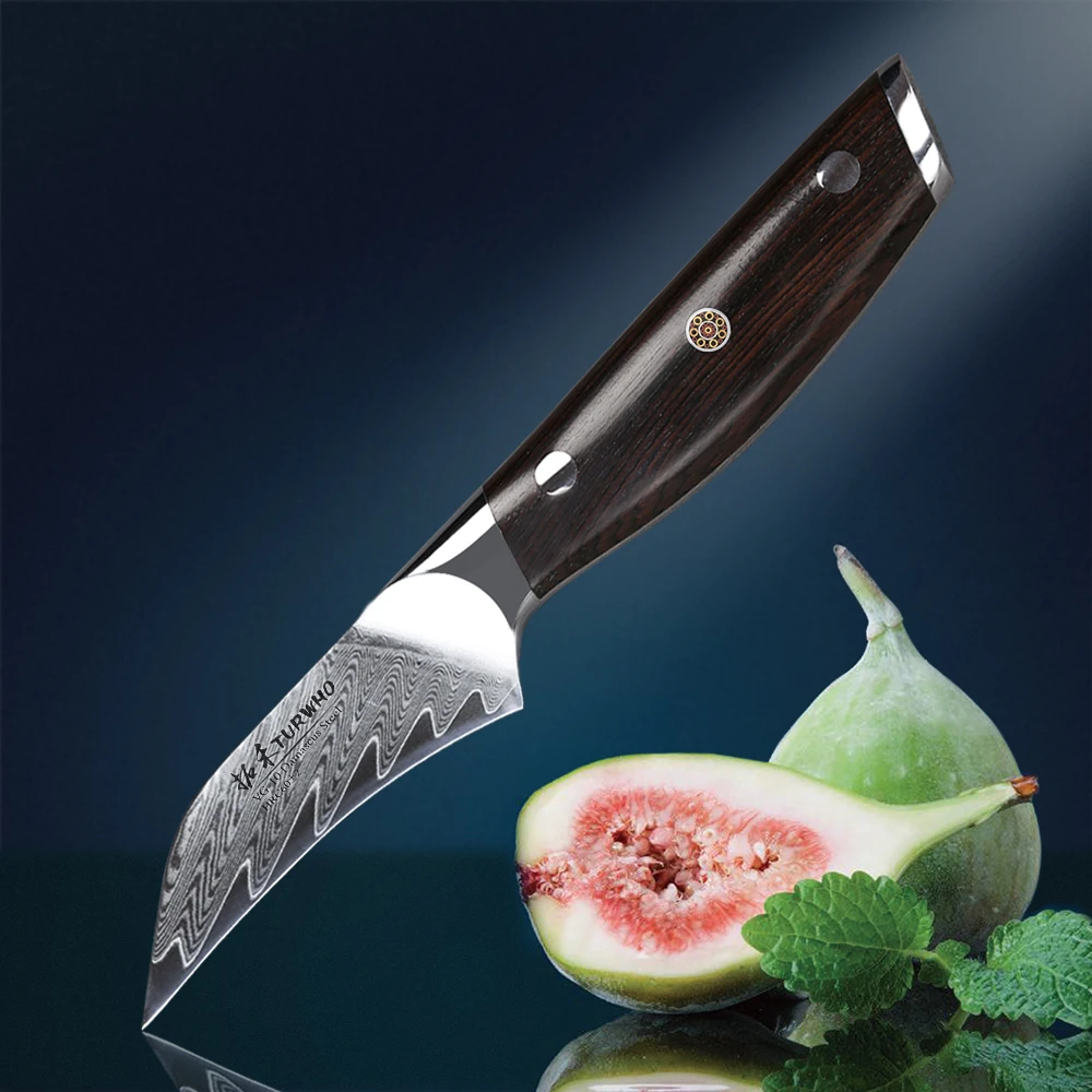 

TURWHO 3.5 inch Paring Knife Japanese 67 layer Damascus Steel Beak Knives Super Sharp Blade Fruits Peeling Cutting Kitchen Tools