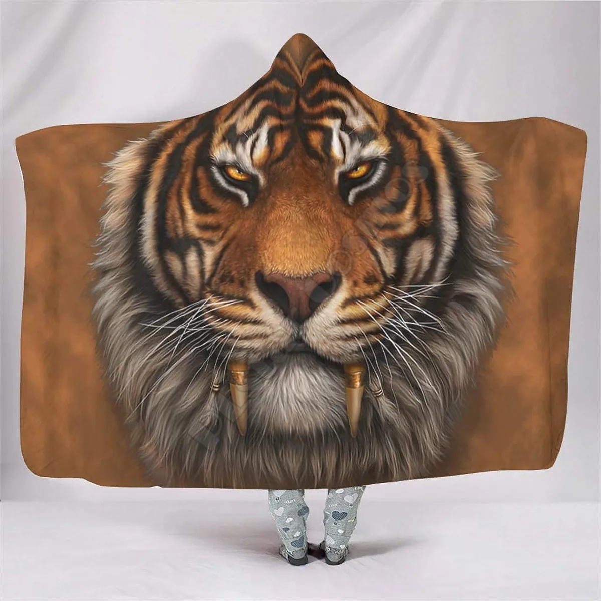 

Tiger Hooded Blanket Adult colorful child Sherpa Fleece Wearable Blanket Microfiber Bedding Drop Shipping