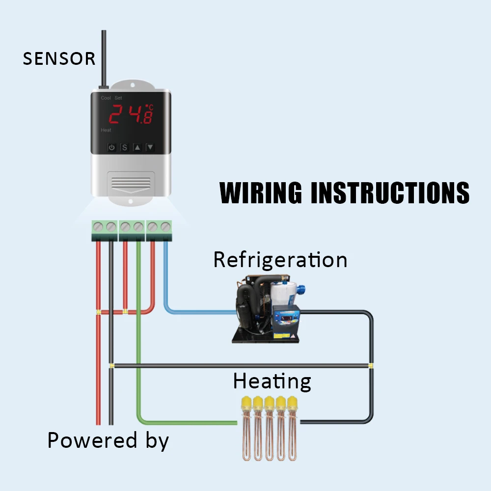 DTC1200 Intellligent Temperature Controller AC110V 220V LED Digital Thermostat Thermometer Temperature Sensor Cooling Heating