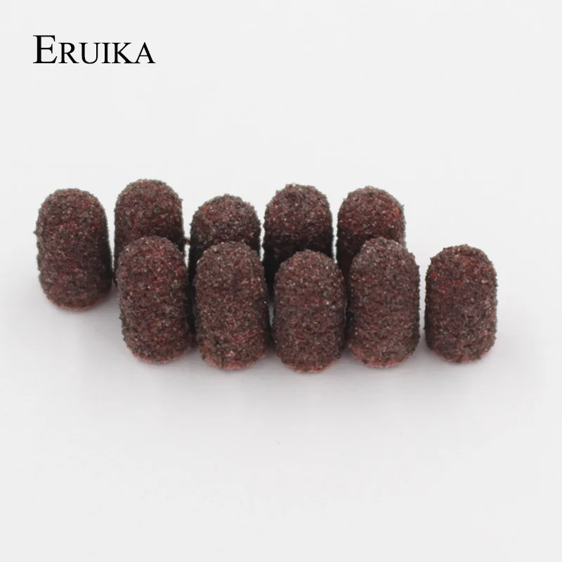 ERUIKA 10pcs 5*11mm Sanding Bands Block Caps Rubber Mandrel Grip Nail Drill Tools Electric Nail Bit Accessories Nail File