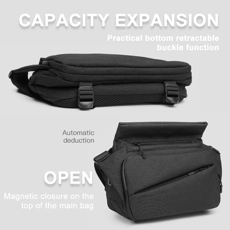 Imagem -03 - Ozuko Bolsa Tiracolo Masculina Bolsa Tiracolo Multifuncional Impermeável com Carregamento Usb Bolsa de Viagem para Homens