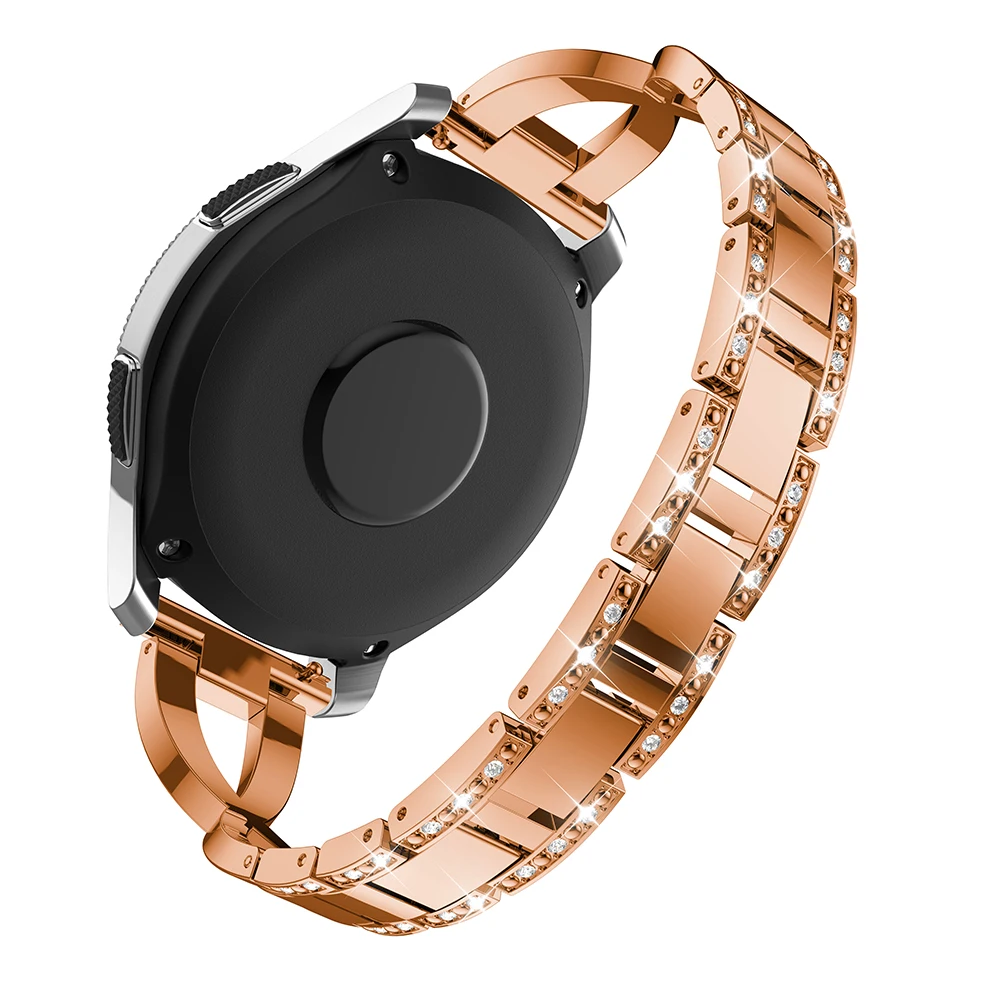 Pulseira feminina de aço inoxidável, pulseira para samsung galaxy 42mm 46mm active2 40mm 44mm smart watch 20mm 22mm gear s3 s2