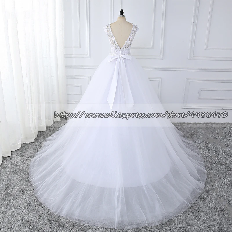 Elegant A Line Wedding Dresses For Bride Crystals Beaded Sashes Backless Bridal Gowns Customized Women Formal Party Clothing