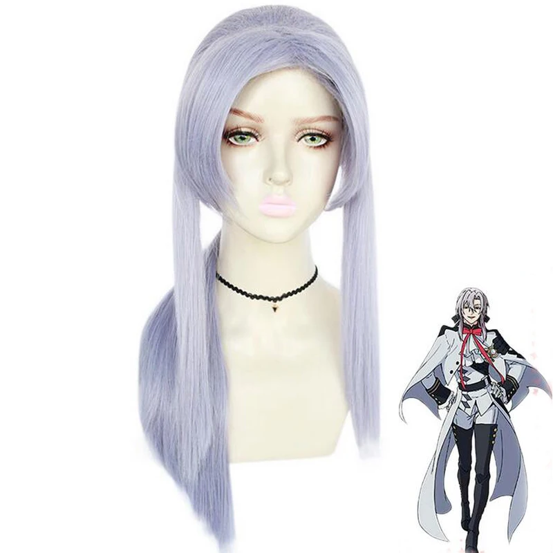 

Owari No Seraph of The End Ferid Bathory Silver Long Cosplay Heat Resistant Synthetic Hair Carnival Halloween Party + Wig Cap