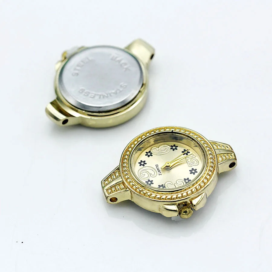 Shsby Diy personality Golden Watch header matching jewelry Small black flowers watch table Watch accessories wholesale