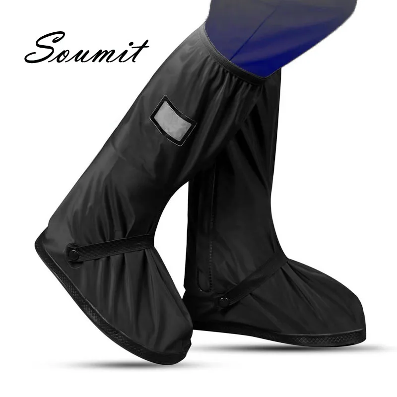 Soumit Cycling Shoes Cover Waterproof Windproof Rain Boots Black Reusable Shoe Covers for Men Women Bike Overshoes Boot Shoe