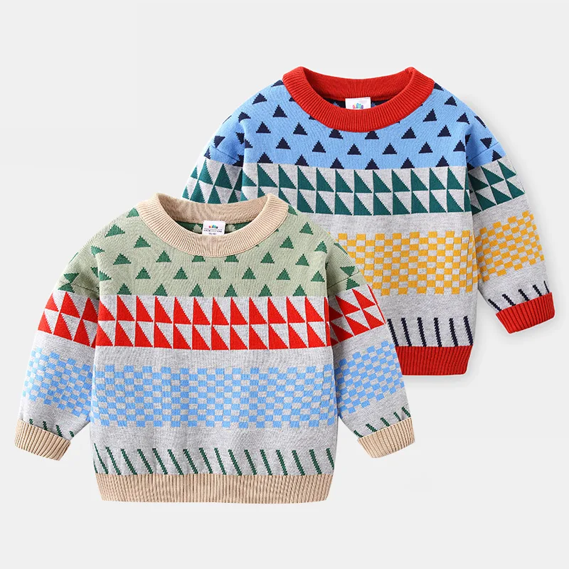 Spring Autum Winter 2 3 4 5 6 8 10 Years Children's Clothing Handsome Pullover Knitted Baby Mix Color Kids Boy Sweater