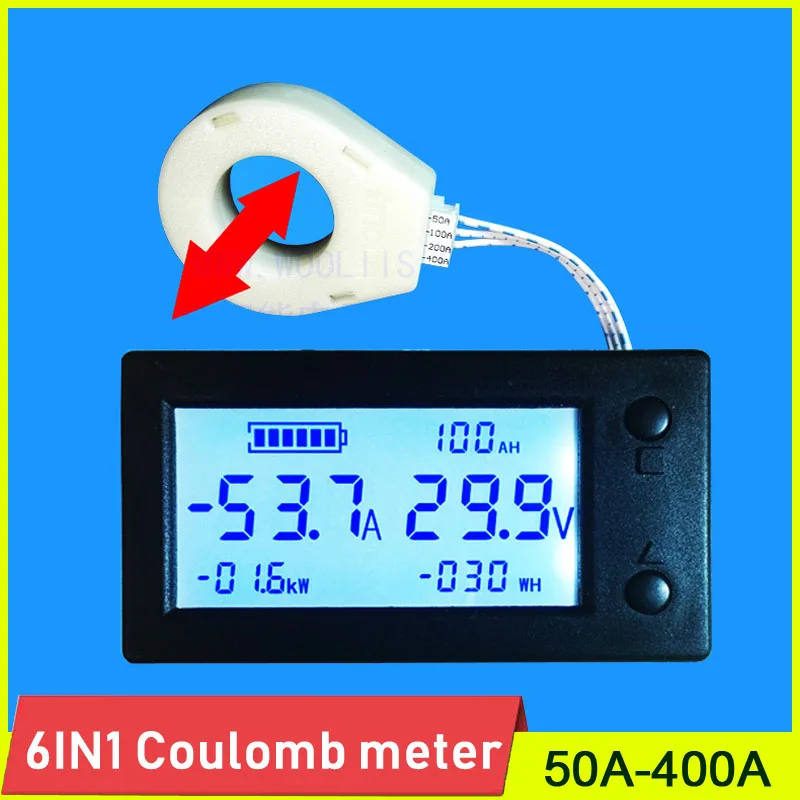 DC 0-300V ± 50A 100A 200A 400A monitorowanie baterii cyfrowy napięcie prądu pojemność mocy woltomierz SOC czujnik halla 12V 24V 36V 48V