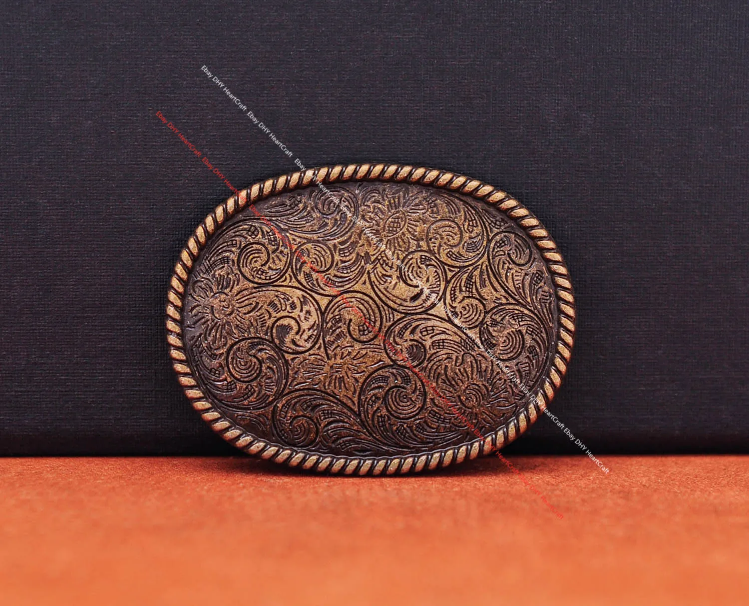 10X 42*32MM Big Antique Brass Plated Western Rope Side Flower Carved Leathercraft Belt Luggage Bag Oval Conchos Screw Back