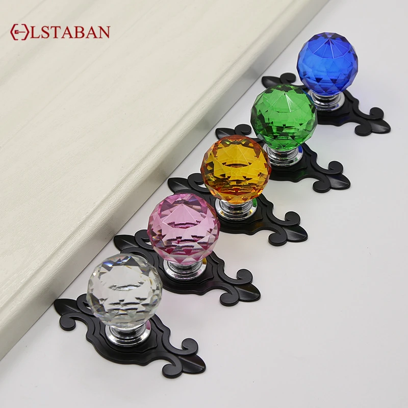 Modern And Simple Color Ball Glass Crystal Handle Cabinet Wardrobe Drawer Single Hole Handle Wine Cabinet Handle