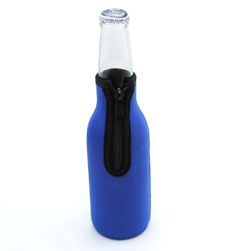 10 Pieces Beer Bottle Coolers Bottle Insulator Sleeve Covers with Ring Zipper for 12 Oz 330 Ml Bot