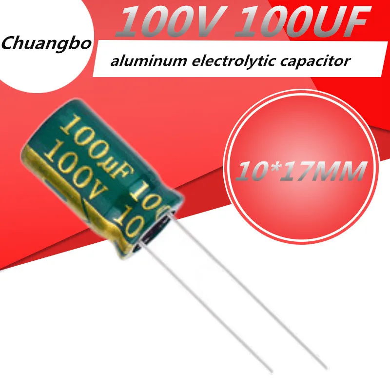 10-20pcs Higt quality 100V100UF 100V 100UF 10*17MM 10*20MM low ESR/impedance high frequency aluminum electrolytic capacitor