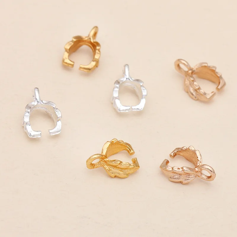 200pcs Vintage Alloy Leaf Melon Seeds Buckle Claw Buckle Water Drop Pendant Clip Buckle DIY Jewelry Pendant Accessory 7*11MM