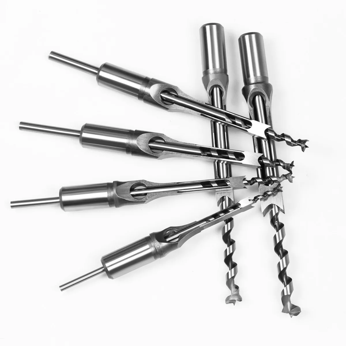 1/4/6/7pcs 6-30mm HSS  Twist Drill Bits Woodworking Square Hole Drill Bits Auger Mortising Chisel Drill Set Woodworking Tools