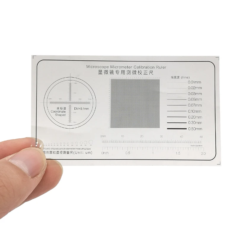 Microscope Micrometer Calibration Ruler Transparent Film PET Round-shaped Particle Diameter Measuring Tape Line Coordinate Shape