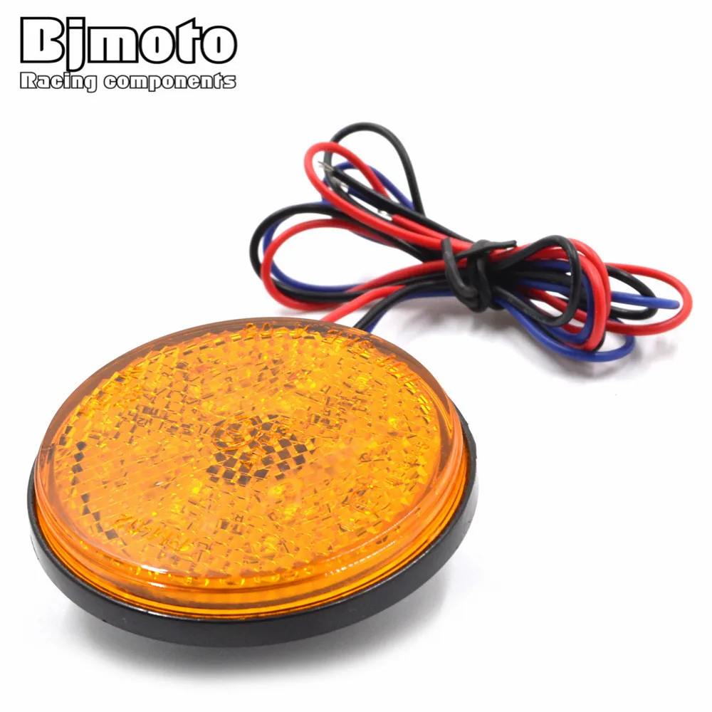 BJMOTO Car Motorcycle 24SMD LED Tail Brake Turn Signal Light Lamp Round Reflector Motobike LED Lights Red White Yellow Light 12V