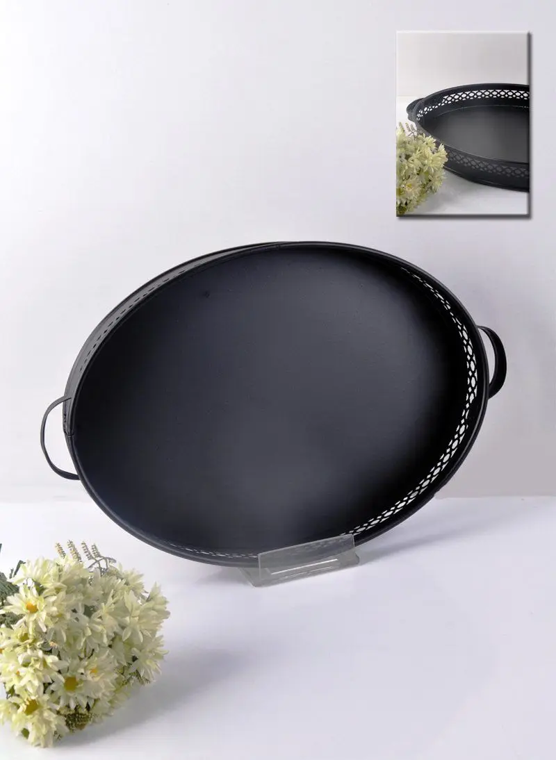 

DOLBOVI Paçi Mtl-200367 Metal Black Oval Large tray tray поднос plateau de service