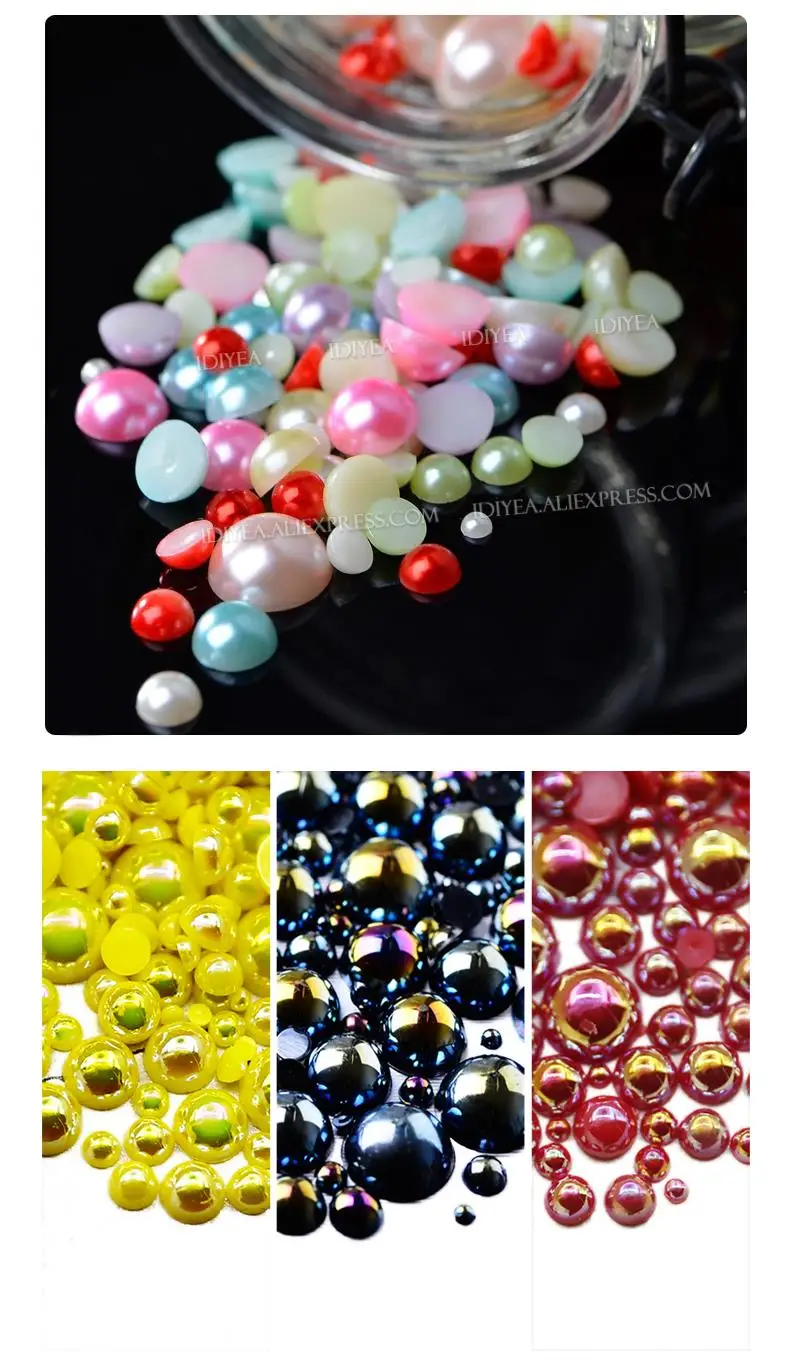 300 Perle Plastiche ABS Avorio 5 Misure (4-12 Mm) Senza Foro Per Decorazioni, Riempi Vasi E Bomboniere