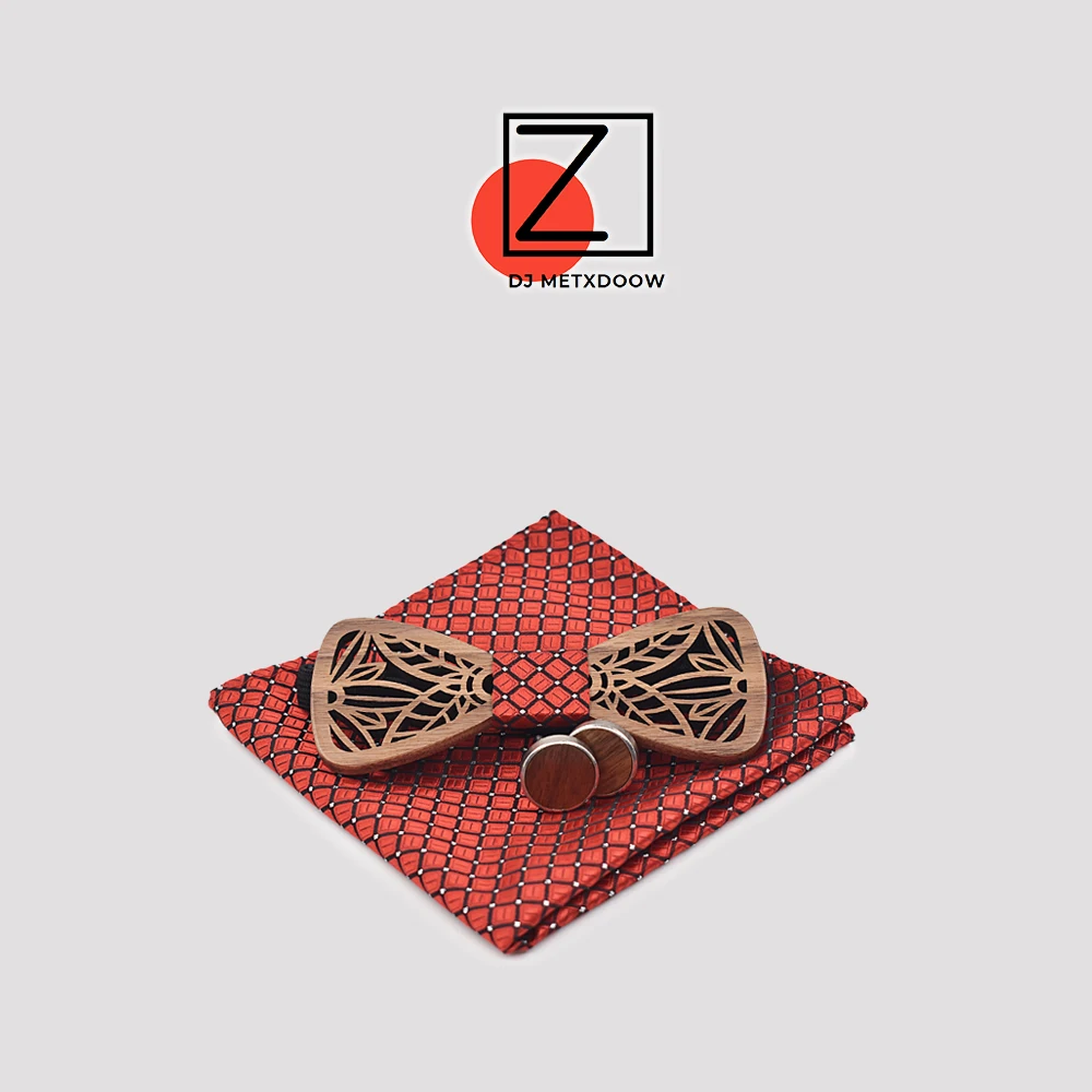 

ZDJMEITRXDOOW wooden bow Tie set and Handkerchief Bowtie Necktie Cravate Homme Noeud Papillon Man Corbatas Hombre Pajarita