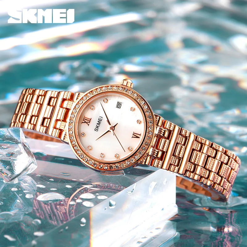 SKMEI New Fashion Quartz Watches Women Top Brand Luxury Rhinestone Dress Ladies Female Wristwatch Waterproof Relogio Feminino