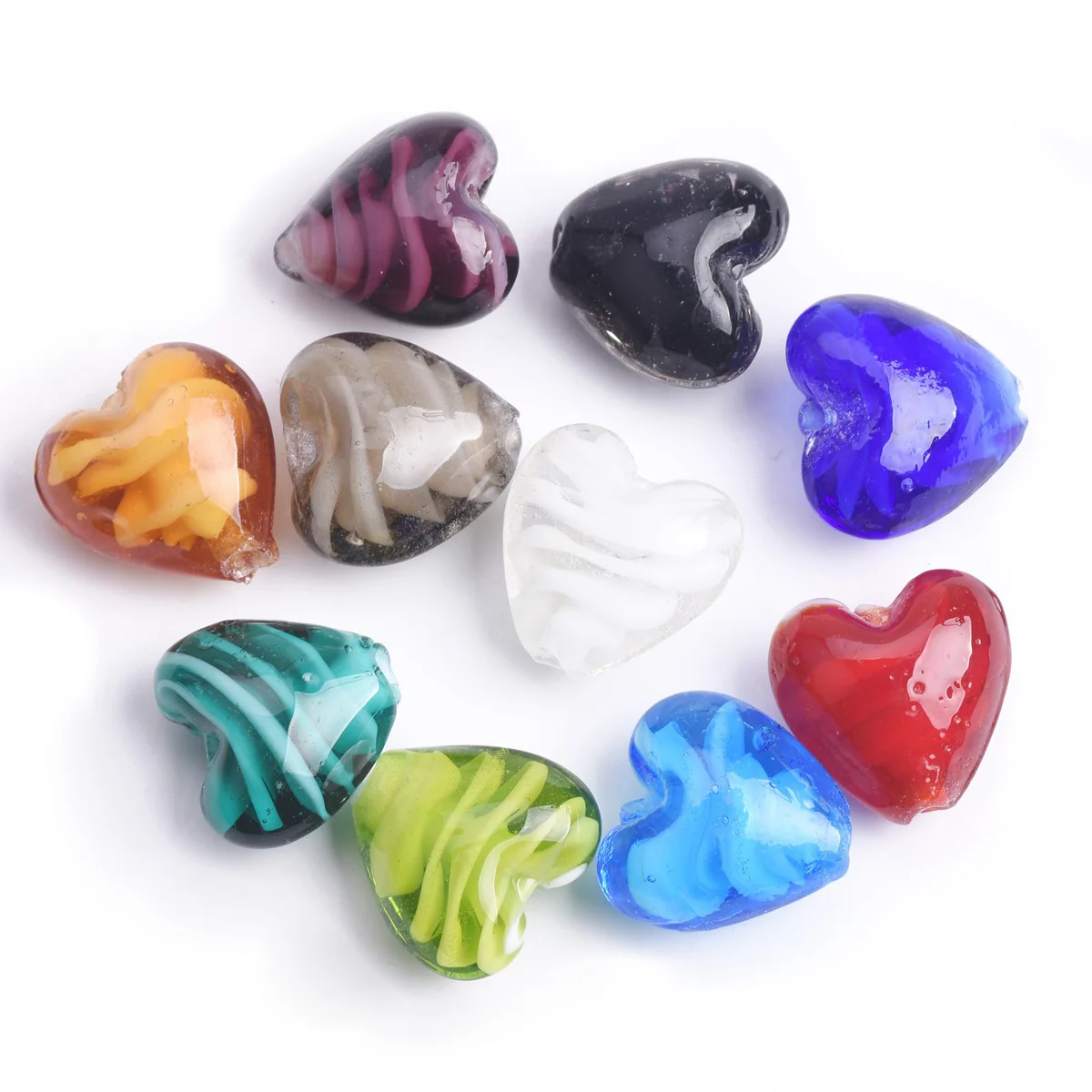 10 sztuk 16x14mm kształt serca Lampwork szkło luźne koraliki dla DIY rzemiosło komponenty do wyrobu biżuterii