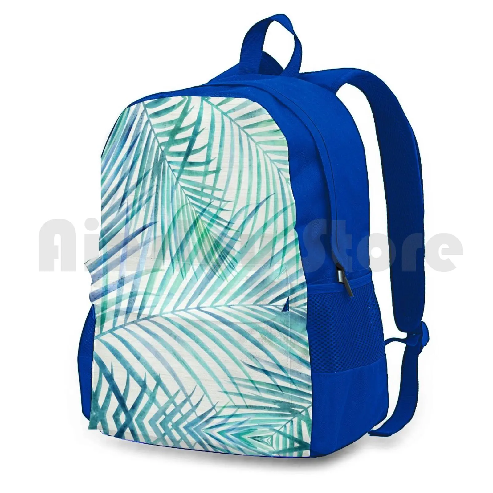 Mochila de senderismo al aire libre con estampado de palmeras tropicales, bolsa deportiva de escalada, verde azulado, azul, palmera Tropical de verano