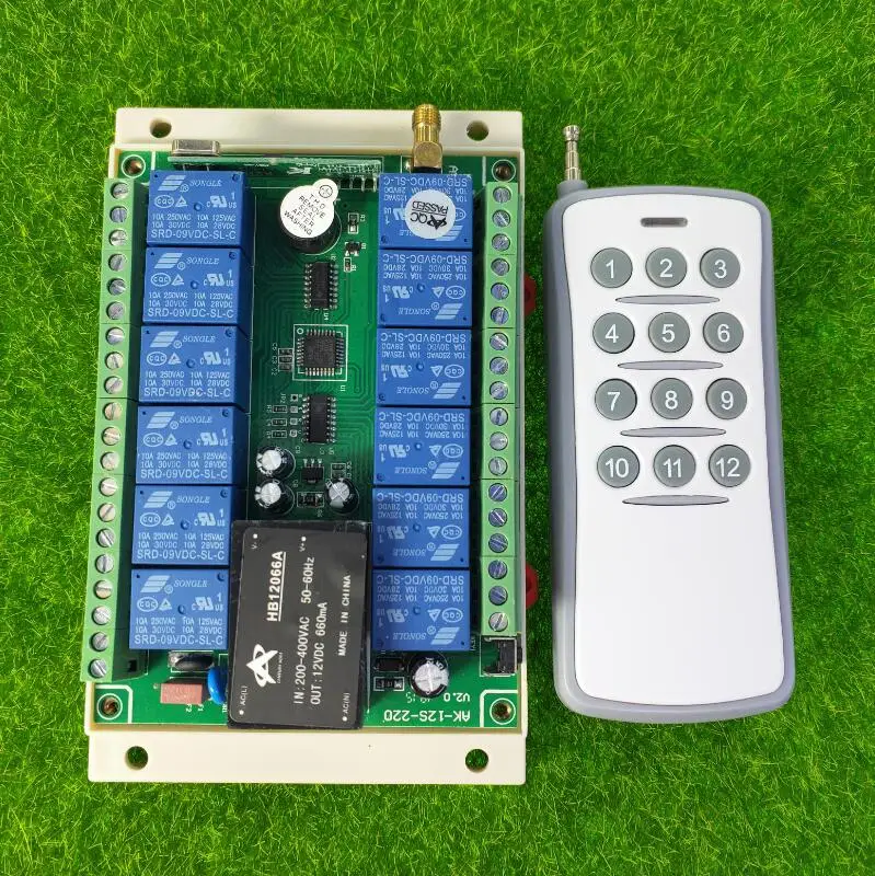 

433mhz / 315mhz AC220V 10A 12 channel RF Wireless Remote Control lighting switch industrial farm power switch 100m