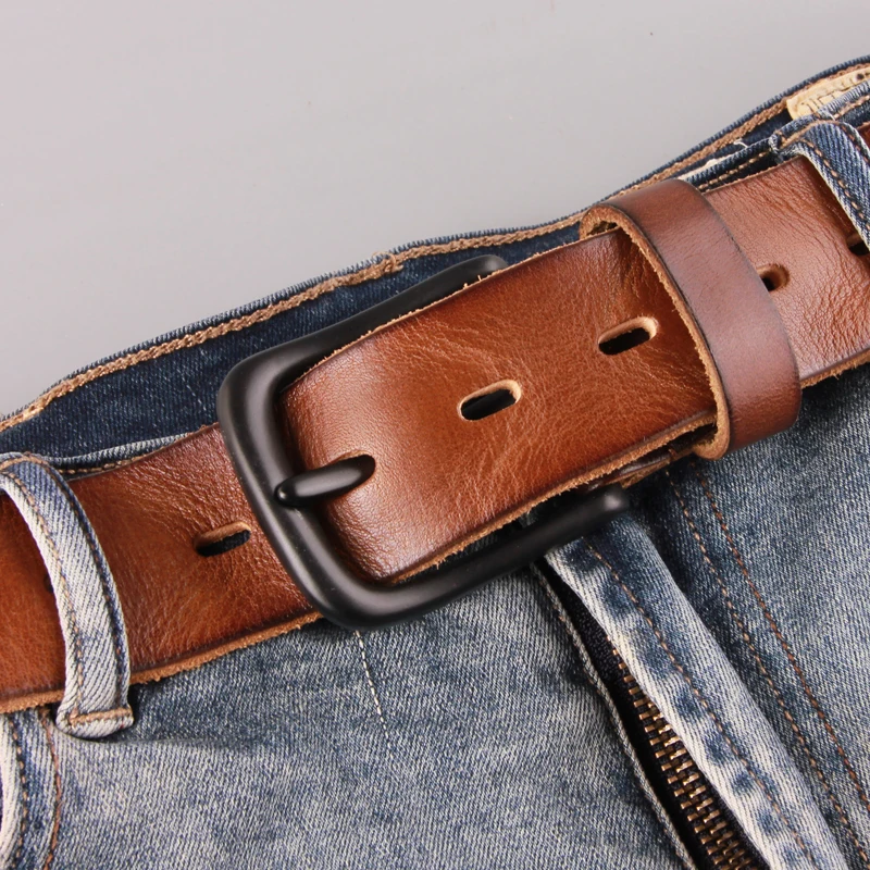 Handmade Retro Men's Leather Belt Simple Luxury Pin Buckle Jeans Belt Men's First Layer Cowhide Casual Belt Authentic