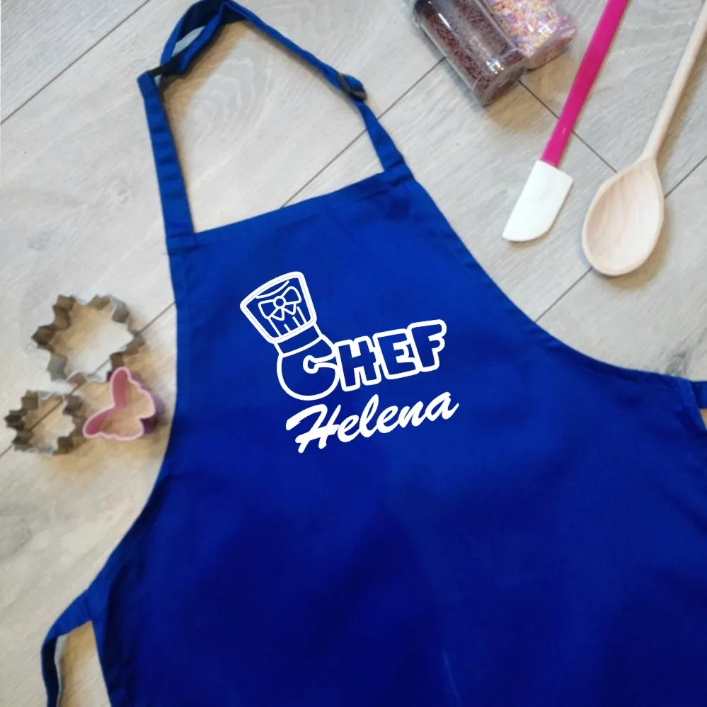 Personalized Chef Kitchen Apron Custom Name Kids Apron for Baking Adjustable Children Chef Painting Pocket Apron for Boys Girls