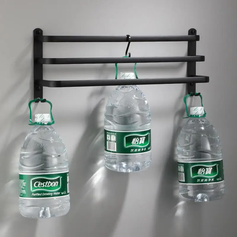Rak handuk terpasang di dinding, rel gantungan handuk, rak handuk aluminium ruang, REL Bar handuk hitam Matte, aksesori kamar mandi