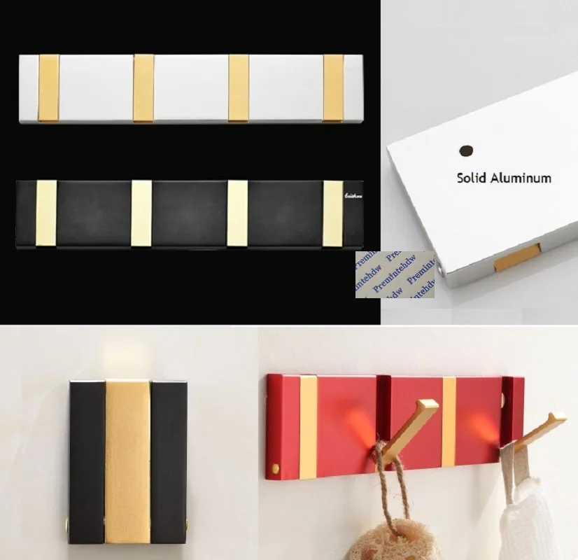 

Solid Aluminum Wall Mount Conceal Folding Coat Hat Hook Wardrobe Robe Black Gold Silver