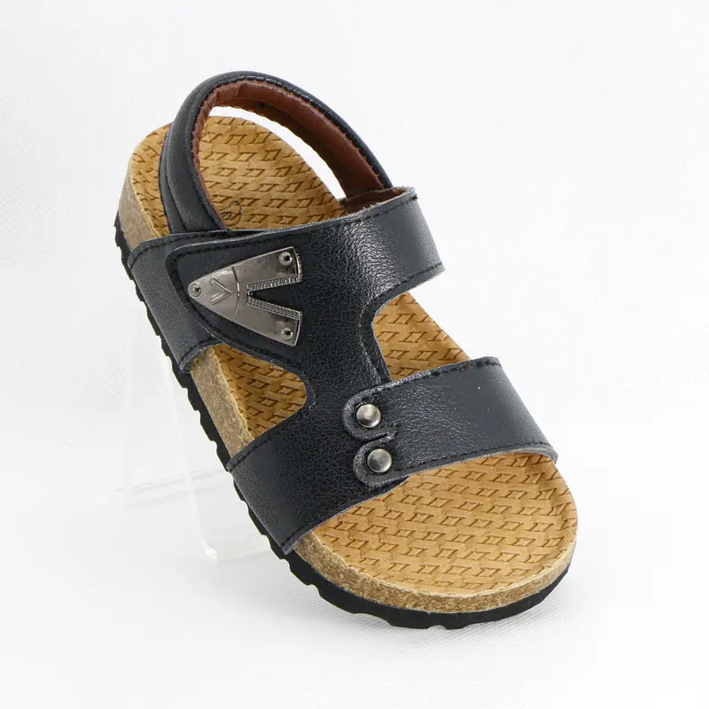 Children Summer Boys Sandals Soft PU Leather Flat Heels Toddler Kids Cork Comfortable Casual Shoes Male Teenagers  1-3-12 Years