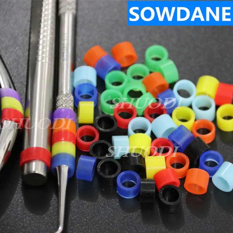 50 Pcs Multi-Color Autoclavable Universal Dental  Universal Silicone Instrument Color Code Ring Rings (Dia.5mm)