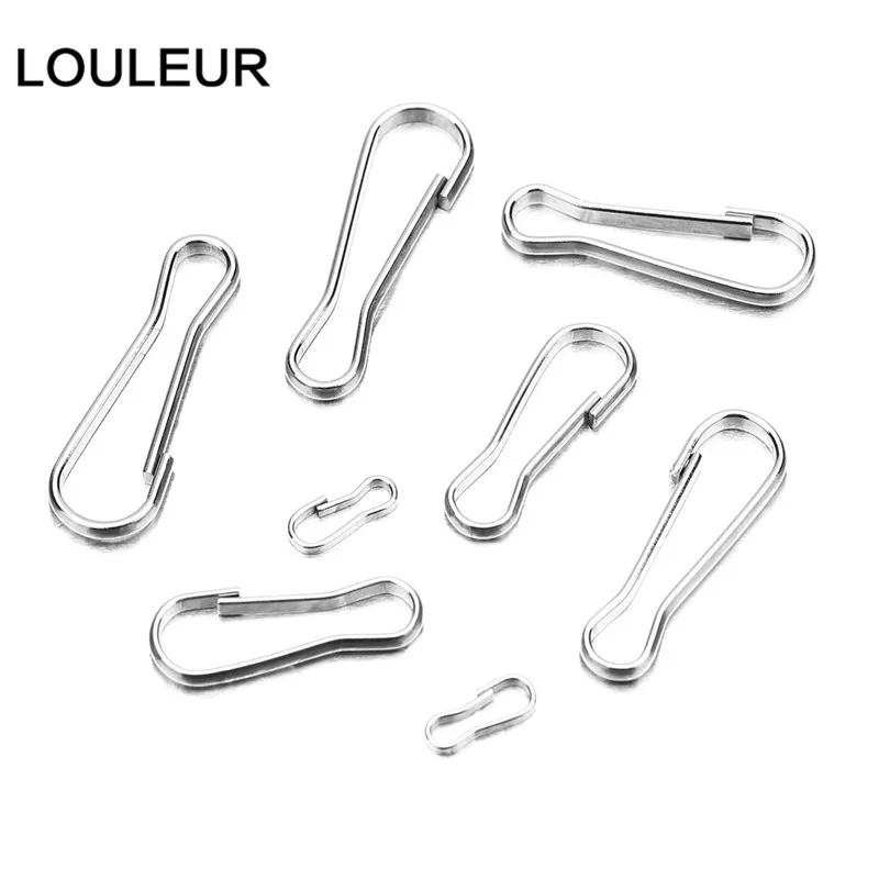 30/50pcs Stainless Steel Snap Spring Clip Hooks Rings Buckle Keychain Lanyards Zipper Hanging Buckle Keychaine Keyring Accessory