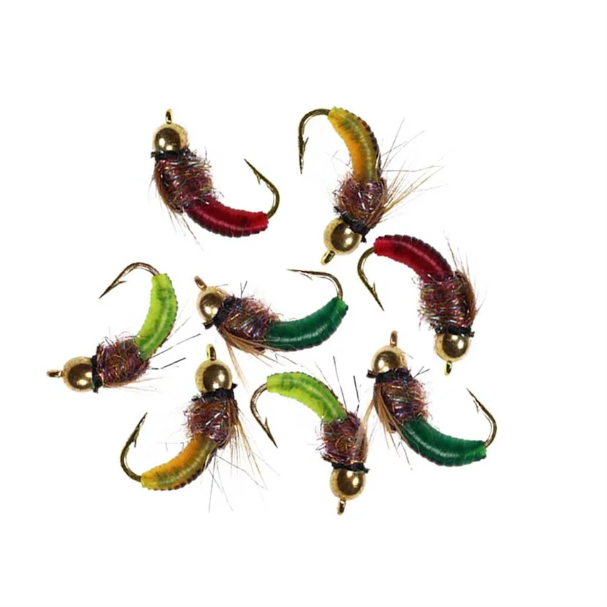 3 Stück Messingperlenkopf, schnell sinkende Nymphenmaden, Käferwurm, Fliegen, Forelle, Fliegenfischen, Köder – Detail 11