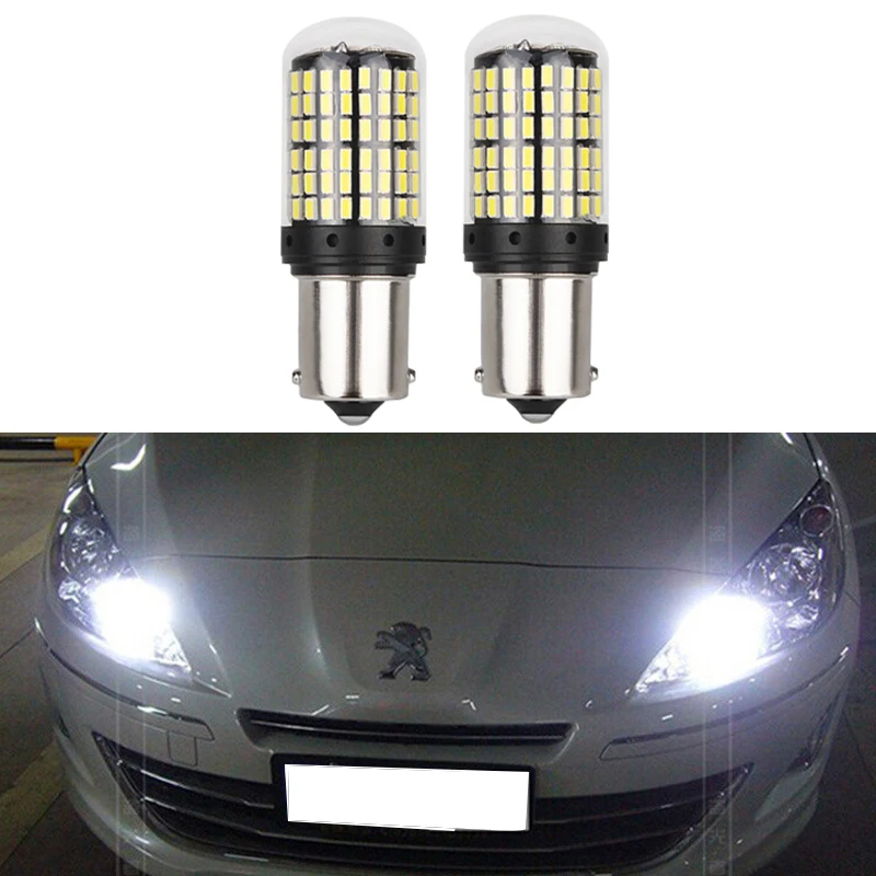 No Error 1156 P21W BA15S LED DRL Driving Daytime Running Fog Lamp Light for peugeot 408 308 3008 RCZ DRL Daytime Running Lamp