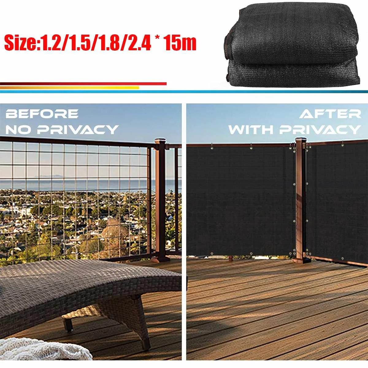 15M Privacy Screen for Balcony Garden Fence Cover Balkon Scherm View Deck Shade Yard Awning Fence-Cover Shade