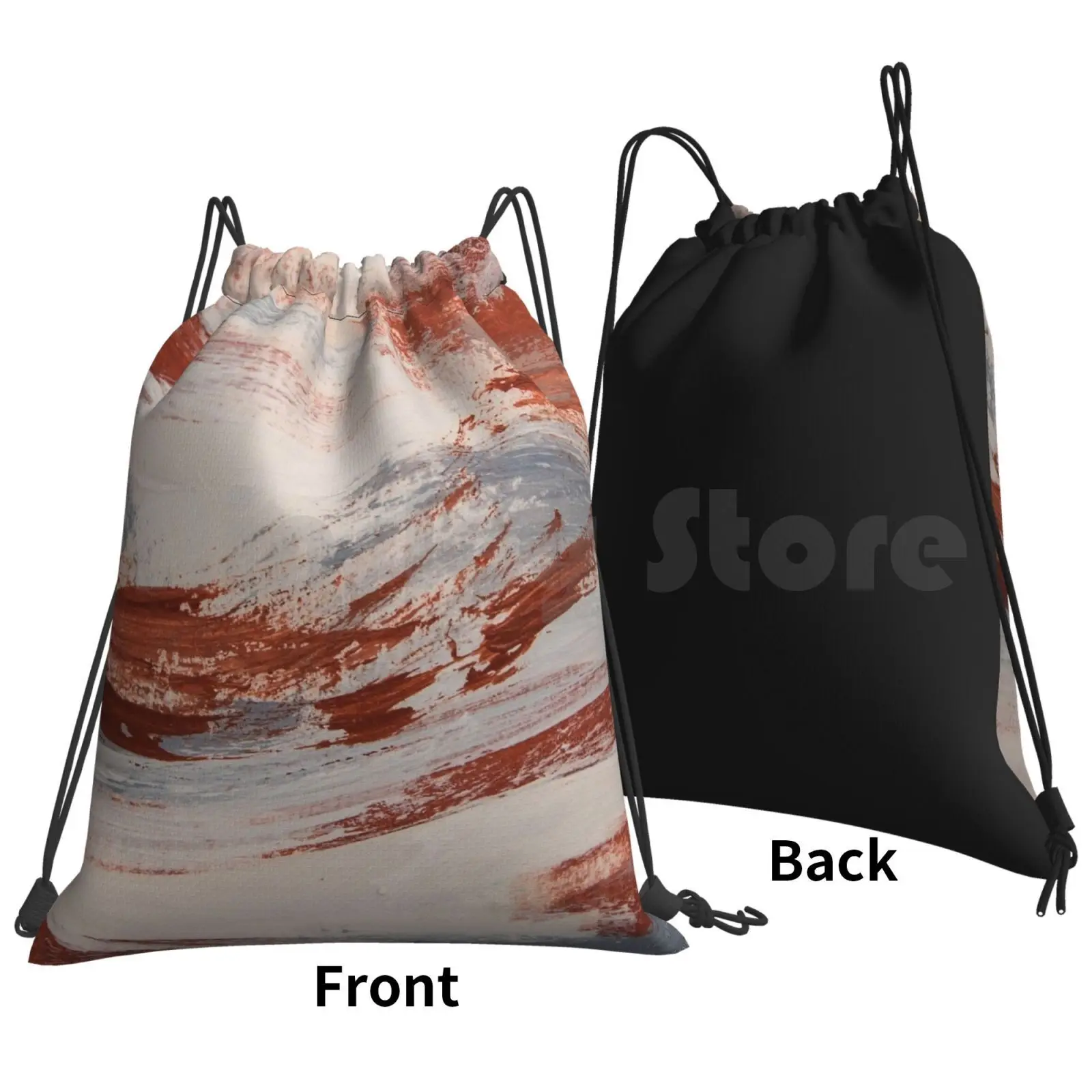 Rust , Slate And Earth Backpack Drawstring Bag Riding Climbing Gym Bag Rust Slate Earth Red Copper Bronze Metal Erode Shiny