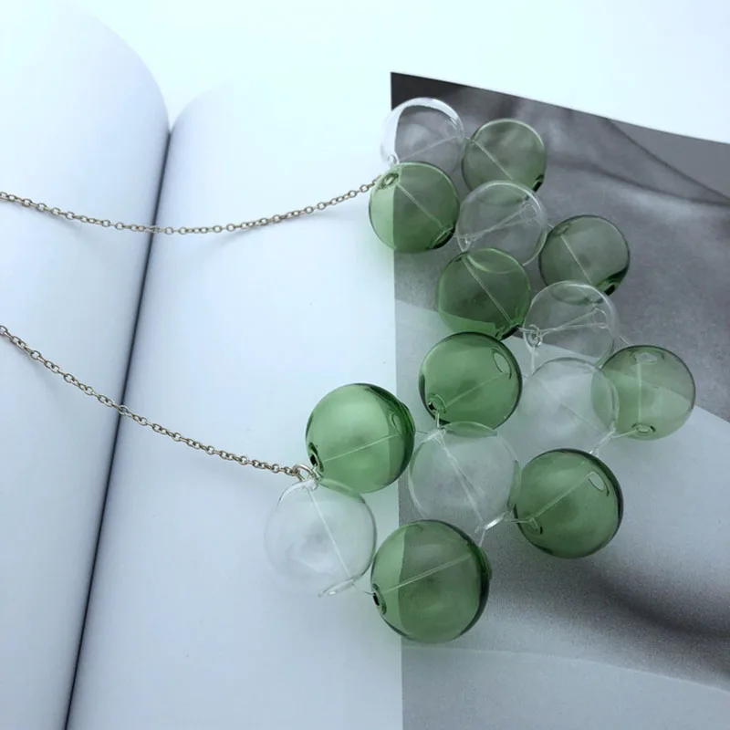 Original Handmade Blown Green Bubbles Choker Necklace For Women 2020 Unique Chic Bubbles Short Chain Necklace Femme Bjioux