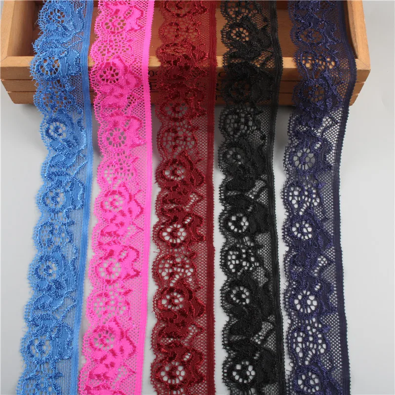 5Yards/lot High Quality Elastic Lace Trims for Sewing Clothing Wedding Decorations 30mm Christmas Stretch Lace Fabric Ribbon DIY