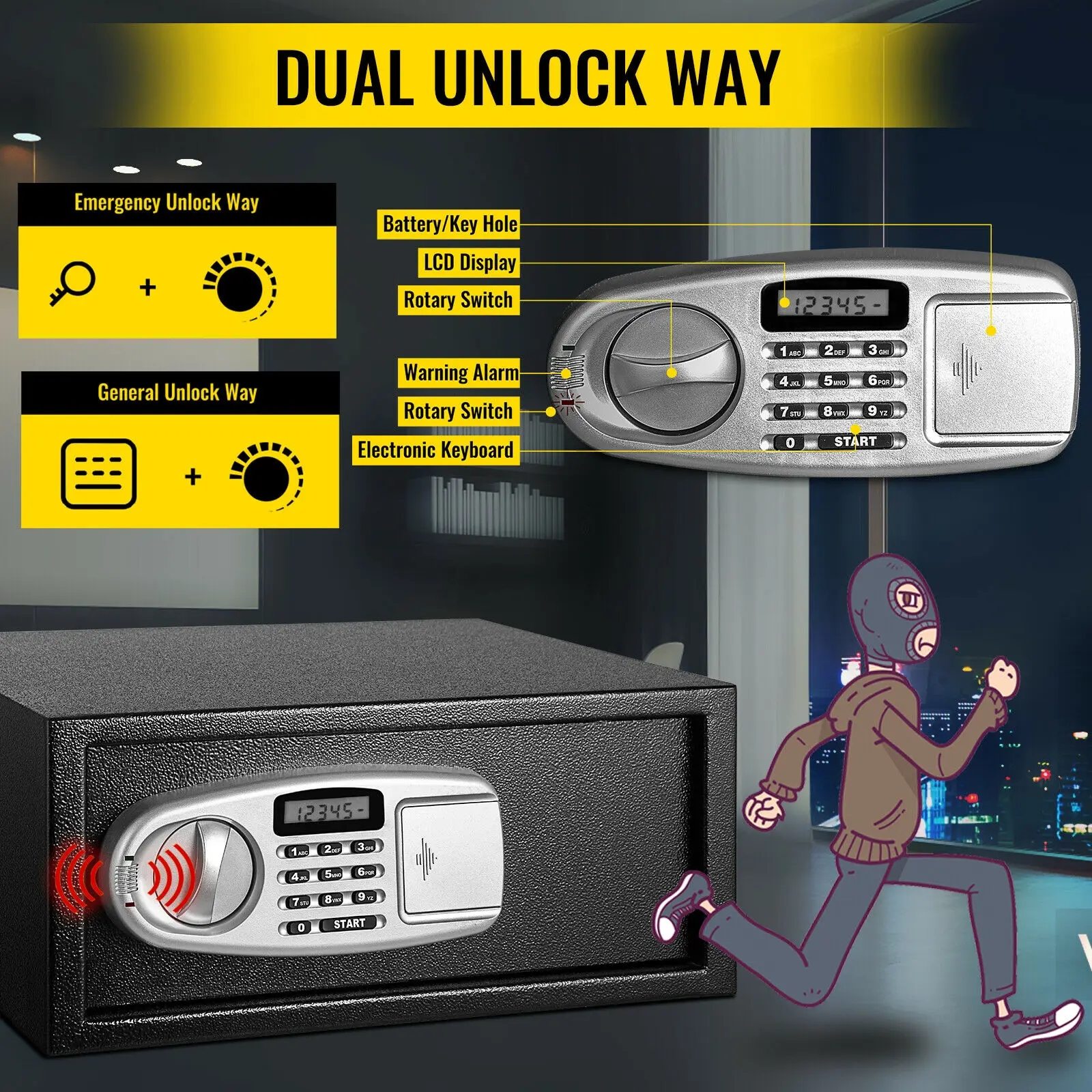 VEVOR Casa Digital Oculto Segurança Seguro Salvar Dinheiro Armazenando Coleções Componentes Electronic Code Lock 0.8 Cubic Feet Box