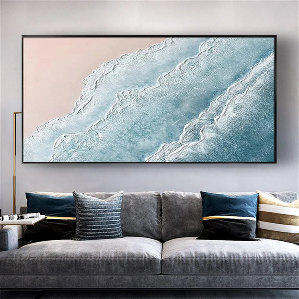Abstract Beach And Waves Picture Modern Hand-painted Oil Paintings Gravel Texture Canvas Painting Fashionable Living Room Decor