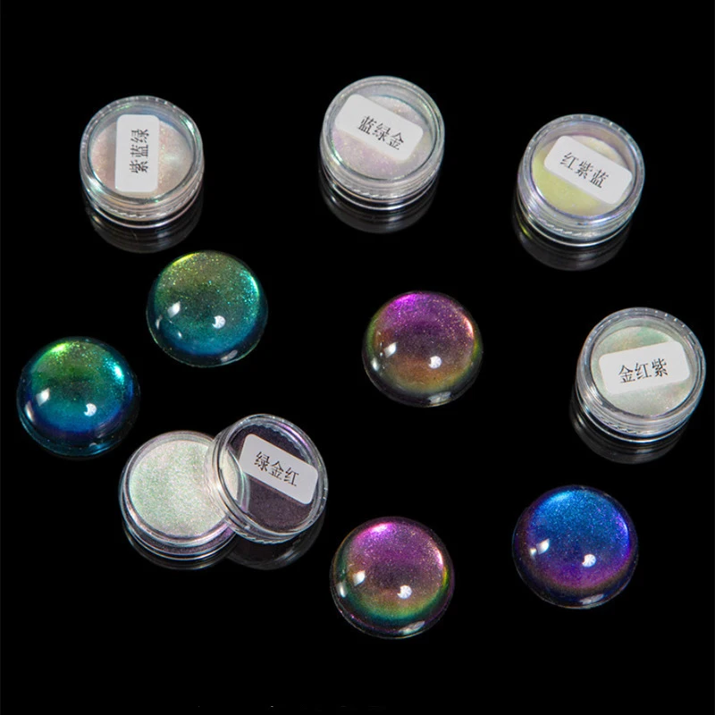 1Pc Ultra Fine Chameleon Chrome Powder Series Shift Mica Metallic Dust Nail Art Glitters Powder Effect 5Colors Pearl Pigment#F3