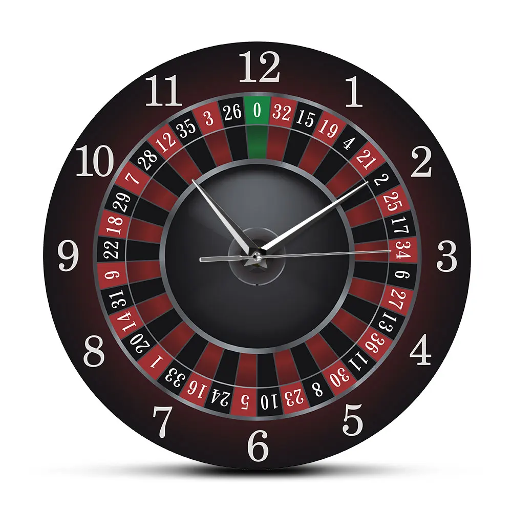 

Poker Roulette Silent Non Ticking Wall Clock Las Vegas Game Room Wall Art Decor Timepiece Clock Watch Gambling Casino Gift