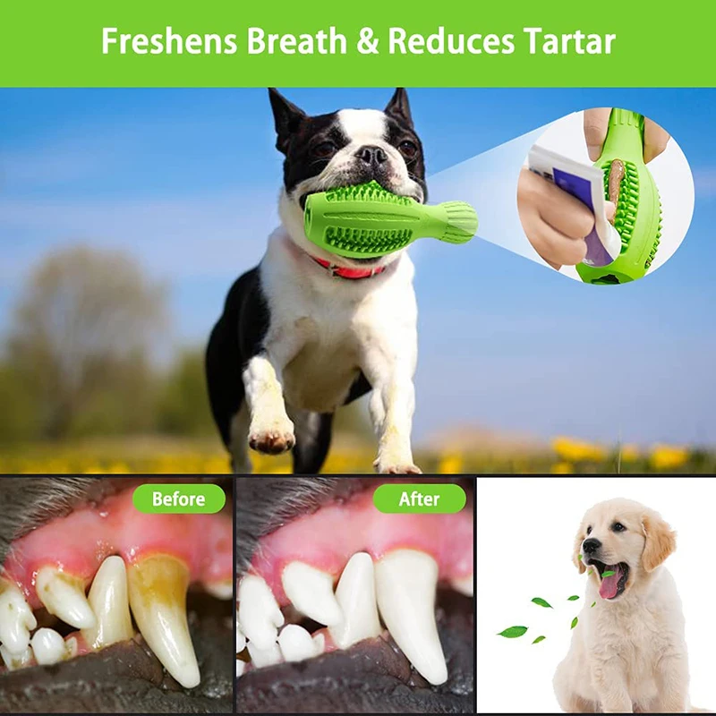 Benepaw Bite-resistant Dog Chew Toys Squeaky Safe Rubber Milk Flavor Food Dispensing Pet Toys Interactive Puppy Toothbrush