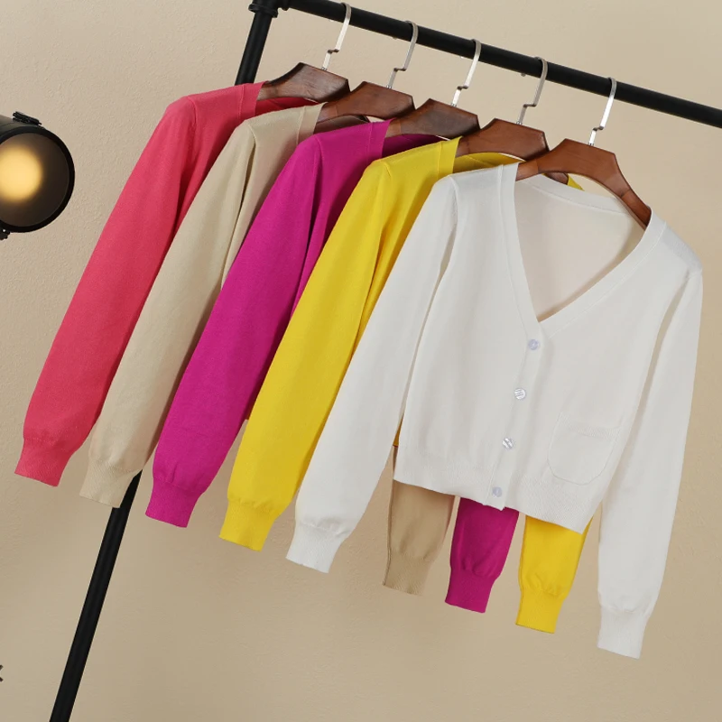 tops pull laine à tricoter cardigan fin en jersey tricot femme cardigans gilet femme manche longue cardigan tricoté à manches longues korean style