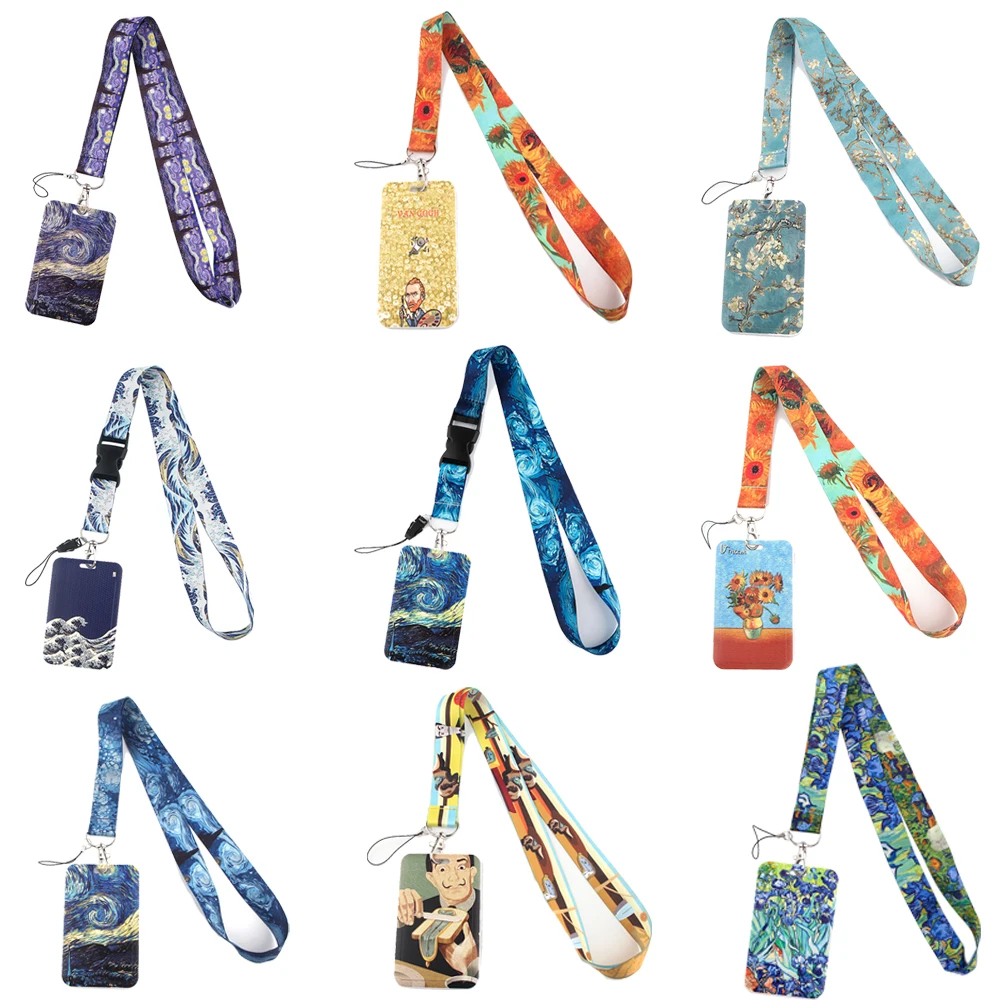 

HJ617 Van Gogh Art Neck Strap Lanyard for keys ID Card Gym Mobile Phone Straps Badge Holder Hang Rope Lariat Accessories Gifts